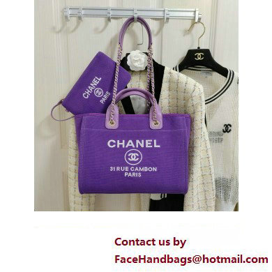 chanel Mixed Fibers, Calfskin  &  Gold-Tone Metal shopping bag purple 2024